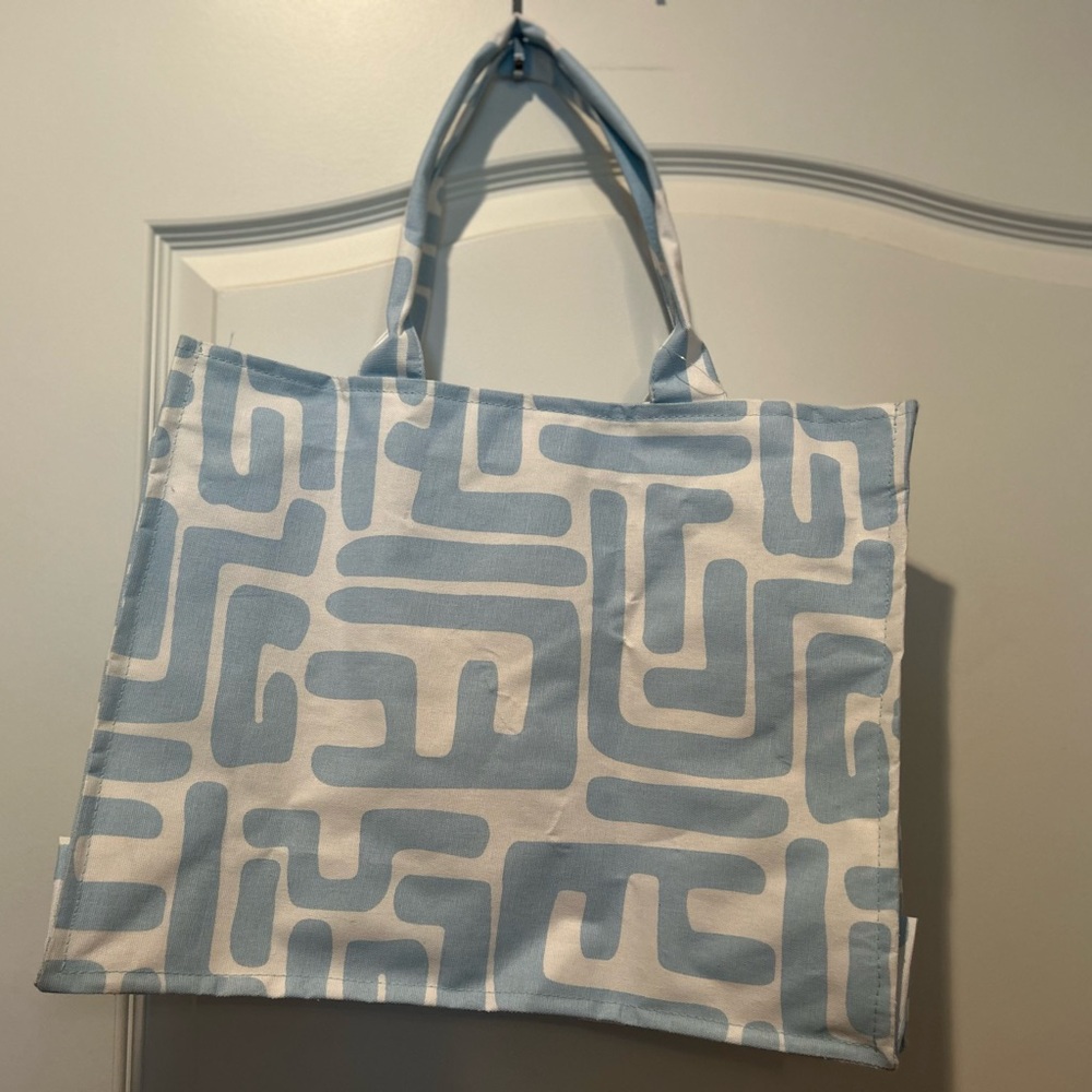 Buckhead Betties Cape Town Light Blue Canvas Tote NWT